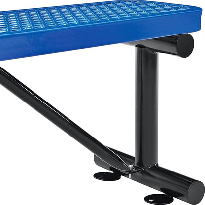 Global Industrial 4'L Heavy Duty Expanded Metal Mesh Flat Bench with Steel Frame, Portable Outdoor Bench, 1000 lbs Capacity, Blue, 48" L x 14-1/2"W x 18" H