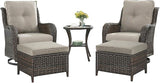 Rilyson Wicker Patio Furniture Set - 5 Piece Rattan Outdoor Sectional Conversation Sets with 2 Swivel Rocking Chairs - Photo 1