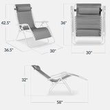 Best Choice Products Set of 2 Extra Wide Adjustable Steel Mesh Zero Gravity Lounge Chair Recliners w/Pillows and Cup - Photo 3