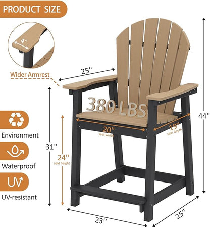 OTSUN Tall Modern Adirondack Chairs Set of 4, All Weather HDPE Bar Height Adirondack Stools Widened Durable Design for Porch Patio Yard Lawn Fire Pit Bistro Basement Indoors & Outdoors