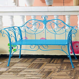 Garden Benches for Outdoors, Metal Garden Benches with Floral Design Backrest, Easy Assembly, for Porch, Yard, Lawn - Photo 1