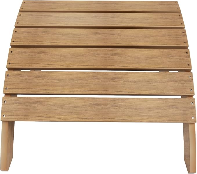 WestinTrends Tuscany Adirondack Ottoman, Real Wood Like Outdoor Ottoman for Patio, All Weather Poly Lumber Folding Ottoman Footrest for Adirondack Chair, Teak