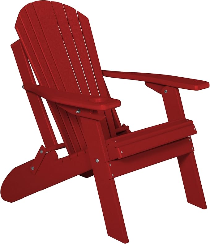 Furniture Barn USA Poly Folding Adirondack Chair, Cardinal Red