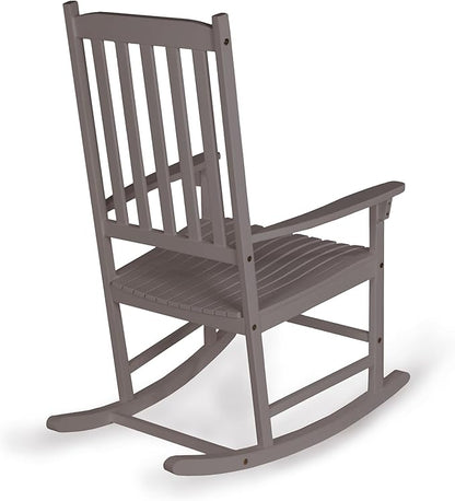 Eyely KCR300B Orvindar Farmhouse Classic Slat-Back 350-LBS Support Acacia Wood Outdoor Rocking Chair, Gray Wash