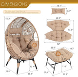 NICESOUL® 2 Person Wicker Stationary Egg Chair Indoor Outdoor - Photo 2