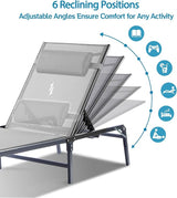 4 Pack Foldable Chaise Lounge Chair with Cup Holder - Photo 4