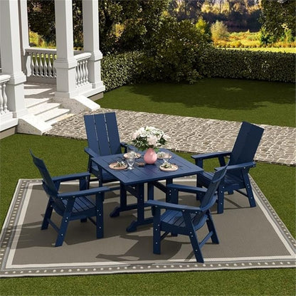 Costaelm Patio hdpe Adirondack Chair, Outdoor Balcony Pool Chair, Modern Front Porch Fire Pit Backyard Chair, Garden Resin Lounge Chair for Outside, Navy Blue