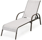 Giantex Patio Lounge Chair, Outdoor Chaise Lounge with 5 Adjustable Backrest, Sturdy Steel Frame, Sunbathing Recliner - Photo 1