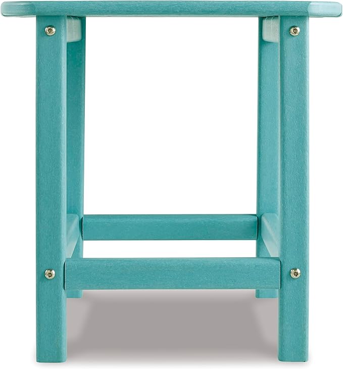 Signature Design by Ashley Sundown Treasure Outdoor Patio HDPE Weather Resistant End Table, Blue
