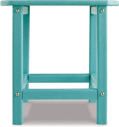 Signature Design by Ashley Sundown Treasure Outdoor Patio HDPE Weather Resistant End Table, Blue