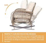 Outdoor Wicker Rocking Chair with Thickened Cushions, All-Weather Rattan Patio Rocking Chairs - Photo 4
