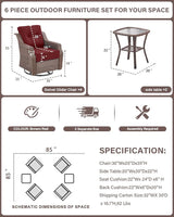 Belord Luxury 6-inch Thick Cushion Patio Furniture Set - Outdoor Swivel Rocker Glider Chairs Set of 4 with Glass Top - Photo 2