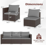 Tangkula 3 Seat Outdoor Wicker Sofa Set, Modular PE Rattan Patio Cushioned Sectional Couch Set - Photo 3