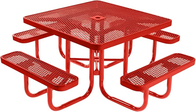 COATEDOUTDOORFURNITURE Heavy-Duty Portable Outdoor Picnic Table with Umbrella Hole - Photo 1