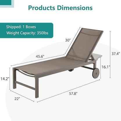 SUNLEI Patio Chaise Lounge Outdoor Set of 2, Pool Lounge Chairs for Outside w/5-Position Adjustable Backrest & All Weather, Tanning Recliner Chair for Pool Beach Deck (Beige, 4 Pieces)