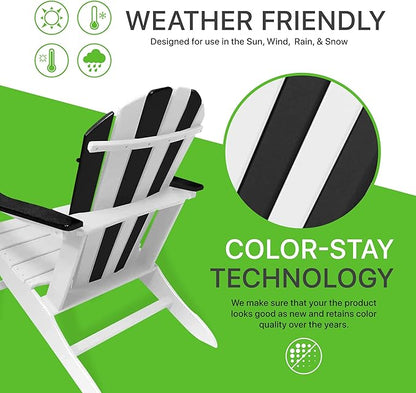 NewTechWood Atlantic Classic Curveback Plastic Weather Resistant Patio Adirondack Chair, Easy Installation, Widely Used in Outdoor, Fire Pit, Deck, Lawn, Outside, Garden Chairs (Zebra)