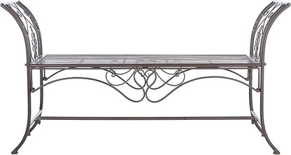 Safavieh PAT5016B Outdoor Collection Adina Rustic Brown Wrought Iron 51-inch Garden Bench