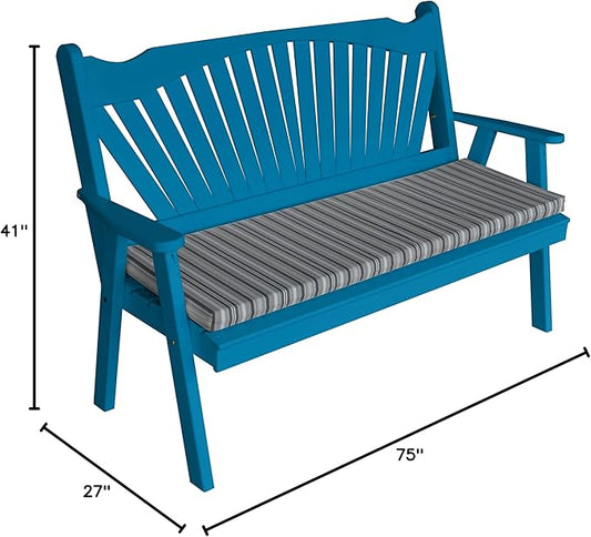 Furniture Barn USA Pine 6' Fanback Garden Bench, Caribbean Blue