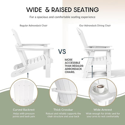 WestinTrends Malibu Outdoor Patio HDPE Plastic Adirondack Dining Chair White