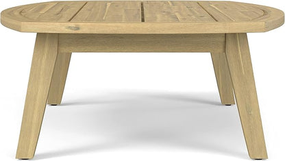 SIMPLIHOME Parkside SOLID ACACIA WOOD 45 inch Wide Rectangle Contemporary Outdoor Coffee Table in Light Teak for the Living Room and Family Room