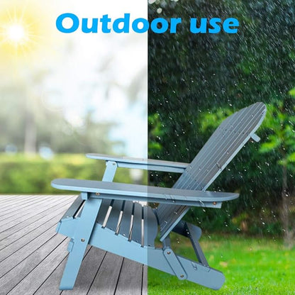 FDW Lawn Folding Adirondack Outdoor Patio Seating Fire Pit Wood Chairs for Adults Yard Garden w/Natural Finish, 27.7"D x 39"W x 32.5"H, Turquoise