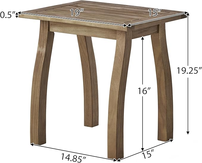Christopher Knight Home Selma Acacia Wood Outdoor Side Table, Decorative Rectangular Small Accent Table, Weather Resistant Patio End Table for Balcony Beach Pool Side, Slatted Design, Natural Stained