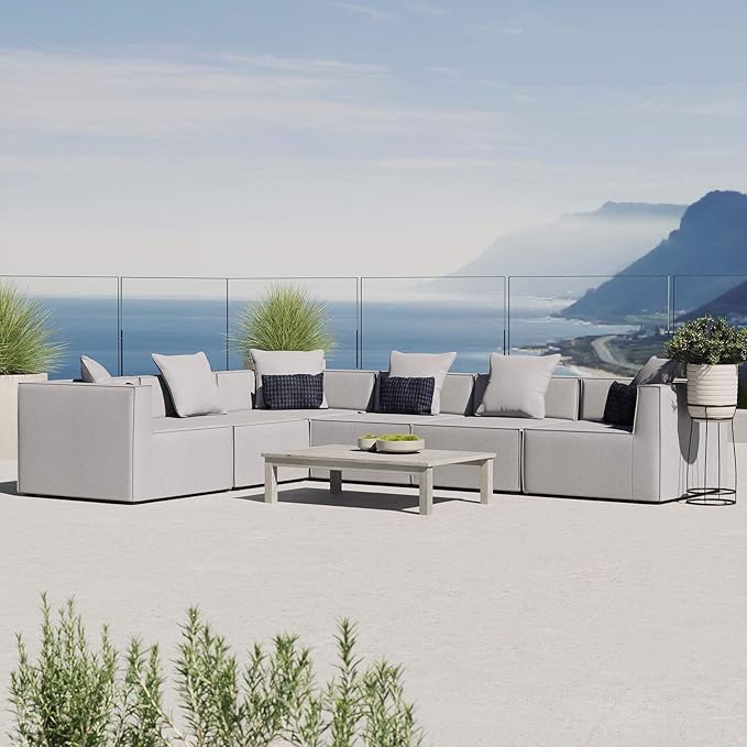 Modway EEI-4385-GRY Saybrook Patio Upholstered 6-Piece Sectional Sofa in Gray - Photo 1