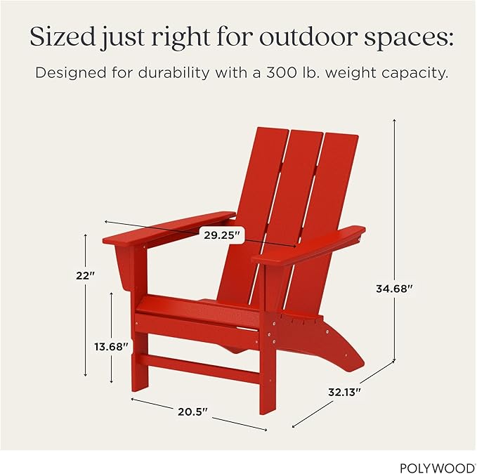 POLYWOOD AD420SR Modern Adirondack Chair, Sunset Red