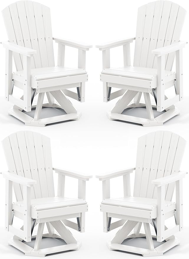 SERWALL Adirondack Swivel Glider Chair, HDPE Glider Set of 4 for Outdoor, All-Weather Glider Chair for Porch, Balcony - Photo 1