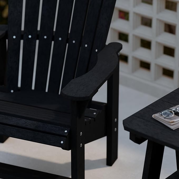 Wildridge Heritage Upright Adirondack Chair, Black - Outdoor All-Weather Poly Furniture for Patio, Deck, Yard