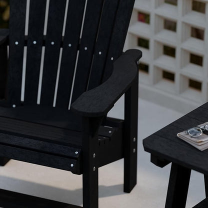 Wildridge Heritage Upright Adirondack Chair, Black - Outdoor All-Weather Poly Furniture for Patio, Deck, Yard