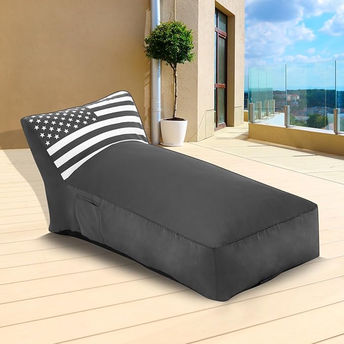 Outdoor Chaise Lounge Chair, Sunbed UV Resistant American Flag Sofa Couch Patio Waterproof Outside Sunlounge Reclining - Photo 8