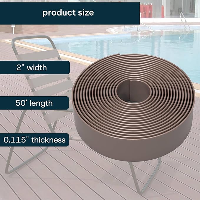 KOMORAX 2 Inch Wide, 50ft Long Vinyl Strap - Replacement Straps for Patio Chairs - Vinyl Strapping for Patio Furniture Repair - Durable Seat Repair Kit for Lawn Chairs, Outdoor Furniture (Adobe)