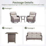 Luxury Patio Furniture Set with 6-inch Thick Cushion, Outdoor Furniture with Fire Pit Table, Swivel Chairs, Side Table - Photo 2