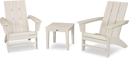 POLYWOOD Modern 3-Piece Adirondack Chair Set with End Table