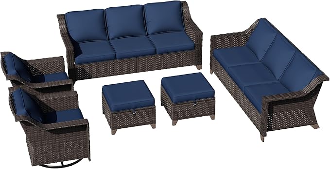 6 Pieces Patio Conversation Furniture Set - 2 Sofas, 2 Swivel Chairs, 2 Ottomansm - Photo 7