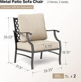 Metal Patio Chairs Set of 2 with 5.75" Extra Thick Cushion - Photo 2
