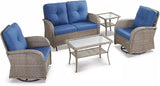 5 Pieces Patio Furniture Set-Outdoor Rocking Chairs Set of 2 Outdoor Glider Bench with Wicker Outdoor Coffee Table for - Photo 2