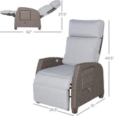 Grand patio Indoor & Outdoor Recliner Chair PE Wicker Patio Recliner with Flip Table Reclining Lounge Chair, Mist Grey - Photo 9
