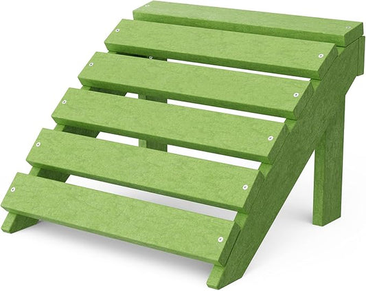Wildridge Classic Footrest, Lime Green - Outdoor Weather Resistant HDPE Ottoman for Adirondack Chair