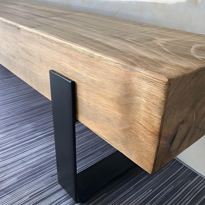 CraftThink Wooden Dining Bench, Wood Bench Indoor Backless with Metal Legs Rustic Patio Garden Deck Seating Chair for Indoor &Outdoor Furniture, 24" L x 12" W x 16" H