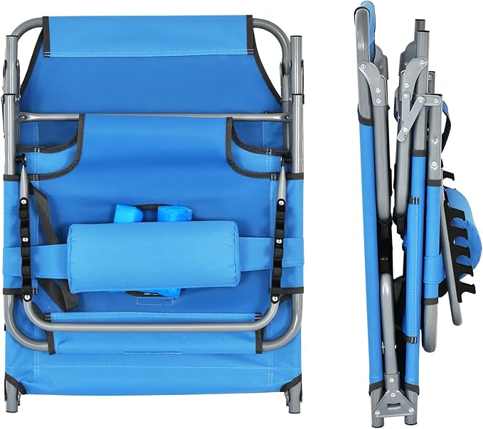 Tangkula Tanning Chair with Face Hole, Patio Folding Adjustable Reclining Beach Sunbathing Lounge Chair with Side Pocket, Portable Face Down Chaise Lounge for Outdoor Backyard Poolside (2)