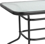 Flash Furniture Tory 31.5" x 55" Rectangular Tempered Glass Metal Patio Table with Umbrella Hole - Photo 9
