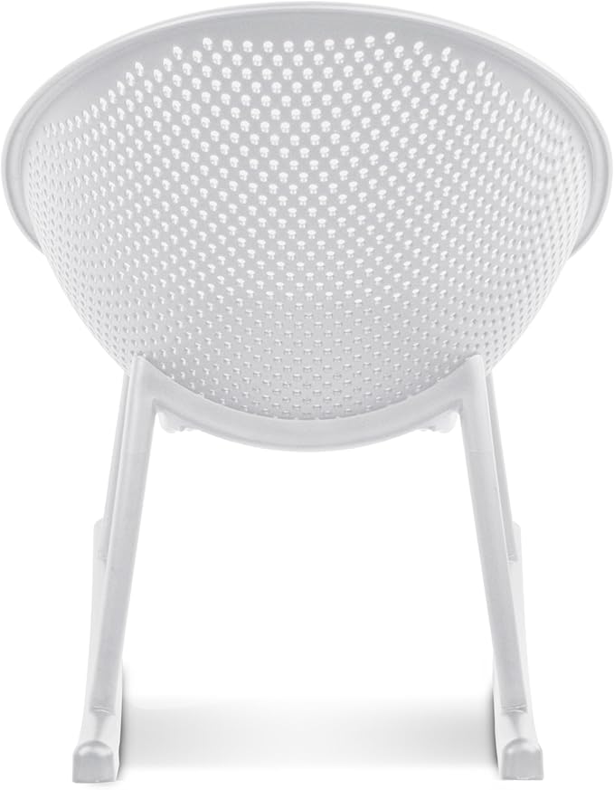 2xhome Set of 2 Patio Rocking Chairs | Oval Egg Shaped Lounge Rocker | All Weather Plastic | Modern Accent Side Chair for Indoor or Outdoor Use, White