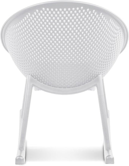 2xhome Patio Rocking Chair | Oval Egg Shaped Lounge Rocker | All Weather Plastic | Modern Accent Side Chair for Indoor or Outdoor Use, White, Single, Set of 1