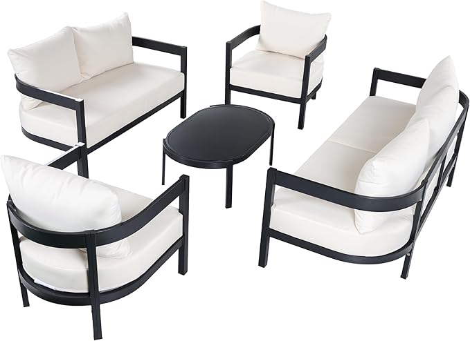 Merax 5 Piece Outdoor Curved Aluminum Patio Furniture Set - Photo 2