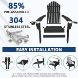 Plawdlik Folding Adirondack Chair Set of 2 with 2 Cup Holder, SGS Tested - Photo 8