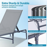 Outdoor Chaise Lounge Chair Set of 2, Foldable & Assemble-Free, 6 Adjustable Positions, Durable Rust-Resistant Frame - Photo 5
