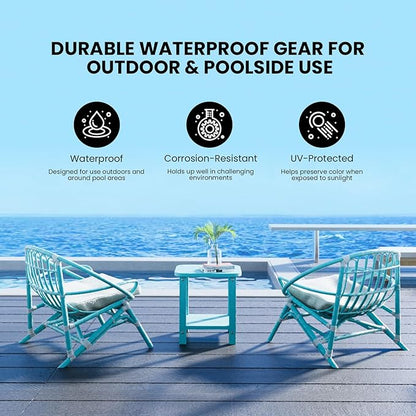 2-Tier Outdoor Side Table, 16" Adirondack Small Side Table All Weather Resistant, Patio End for Outside or Indoor, Patio, Yard, Pool, Porch, Garden, Sky Blue