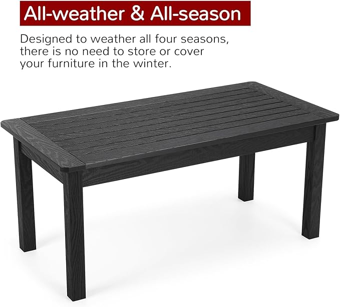 Stoog Outdoor Coffee Table, All-Weather Poly Lumber Patio Side Table, Rectangle End Table for Backyard, Porch, Garden - Photo 4